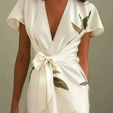 Elin™ - Elegant V-hals Kjole med Blomsterprint