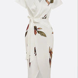 Elin™ - Elegant V-hals Kjole med Blomsterprint