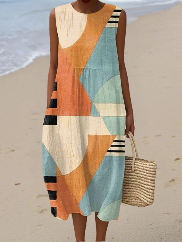 Iris - Alsidigt Multifarvet Midikjole