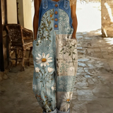 Maréa | Patchwork Denim Jumpsuit med Blomsterprint