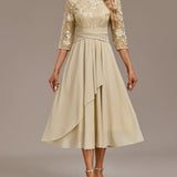 Elin™ - Champagnekjole med fine broderier