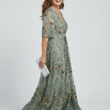 Aneta | Maxikjole med halterneck og blomsterprint