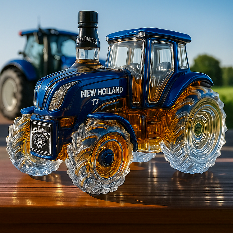 Whiskyflaske i klassisk traktorform New Holland T7