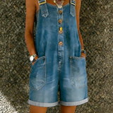 Zoë | Denim Playsuit med Skulderstropper
