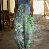 Maréa | Patchwork Denim Jumpsuit med Blomsterprint