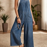 Solmira | Løs Denim Jumpsuit med Stropper