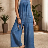 Solmira | Løs Denim Jumpsuit med Stropper