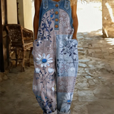 Maréa | Patchwork Denim Jumpsuit med Blomsterprint