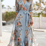 Hannah™ - Sommer-Midi-Kjole med Blomster