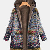 Elena | Boho Floral Sherpa Hættetrøje