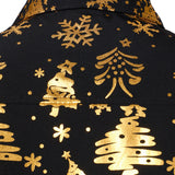 Herre Guld Jul Print Sort Langærmet Skjorte