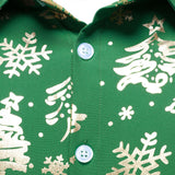 Herre Guld Juleprint Regular Fit Grøn Langærmet Skjorte