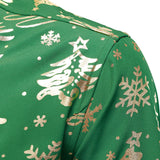 Herre Guld Juleprint Regular Fit Grøn Langærmet Skjorte