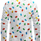 Herre Jul Langærmet Xmas Fairy Lights Skjorte