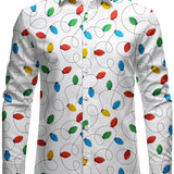 Herre Jul Langærmet Xmas Fairy Lights Skjorte