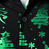 Herre Jul Print Regular Fit Grøn Langærmet Skjorte