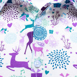 Herre Jule Rensdyr Festlig Print Xmas Ferie Hvid Langærmet Skjorte