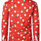Herre Jule Snemand Santa Print Sjovt Outfit Jule Tematiseret Ferie Langærmet Skjorte