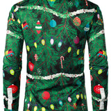 Herre Juletræ Camo Print Regular Fit Sjovt Outfit Tematiseret Top Langærmet Skjorte