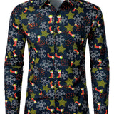 Herre Juletryk Ferie Bomulds Langærmet Skjorte