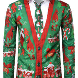 Herres jule sjove outfit ferie fest grim langærmet skjorte