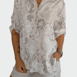 Johanne | Blå blomsterbluse