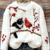 Kvindernes Jule Søde Kat Kunst Flannel Sweatshirt