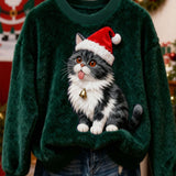 Kvinders Julekat Flannel Hoodie