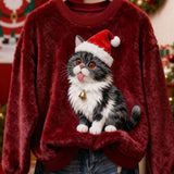 Kvinders Julekat Flannel Hoodie