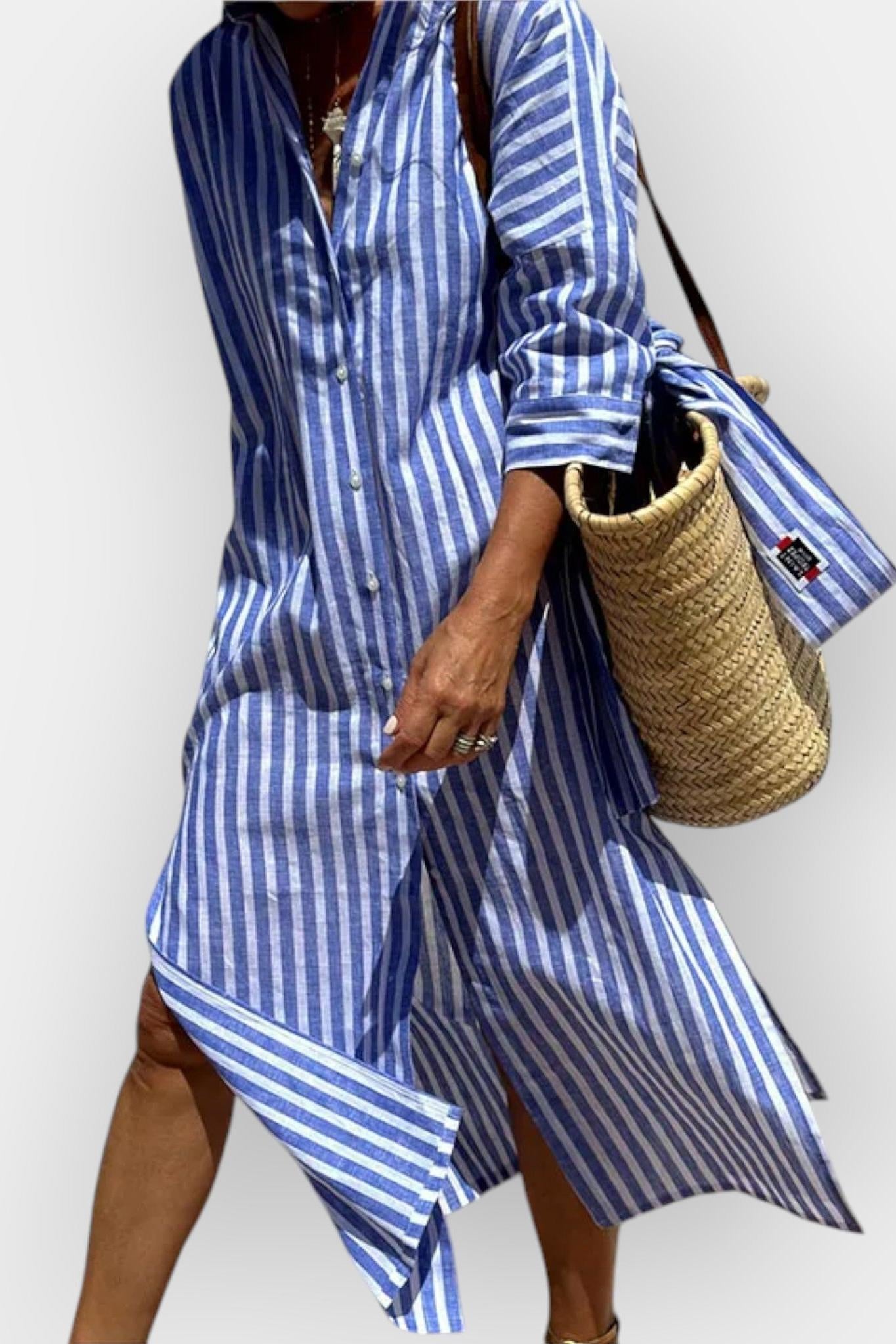 Luna | Stribet skjortekjole