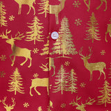 Mænds Gyldne Jule Rensdyr Festlig Print Rød Langærmet Skjorte