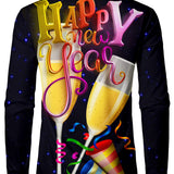 Mænds Sjove Nytårsaften Langærmet Julecocktail Skjorte