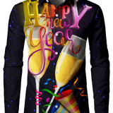 Mænds Sjove Nytårsaften Langærmet Julecocktail Skjorte