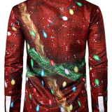 Mænds jule sjove outfit tema top ferie knap-ned langærmet skjorte