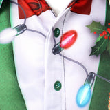 Mænds jule sjove outfit tema top ferie knap-ned langærmet skjorte