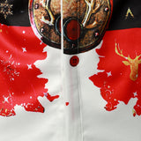 Mænds juleinspirerede top rød sjovt outfit ferie knap-ned langærmet skjorte