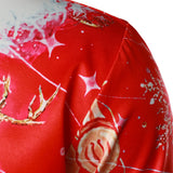 Mænds juleinspirerede top rød sjovt outfit ferie knap-ned langærmet skjorte