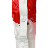 Mænds juleinspirerede top rød sjovt outfit ferie knap-ned langærmet skjorte