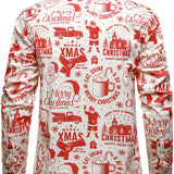 Mænds julestrøje i beige med sjovt vintage design og lange ærmer