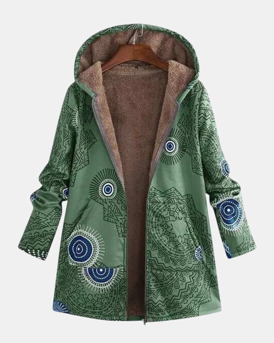 Sage | Tribal Mønster Sherpa Jakke