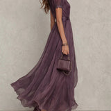 Agnieszka | Elegant chiffon maxi kjole i vintage stil