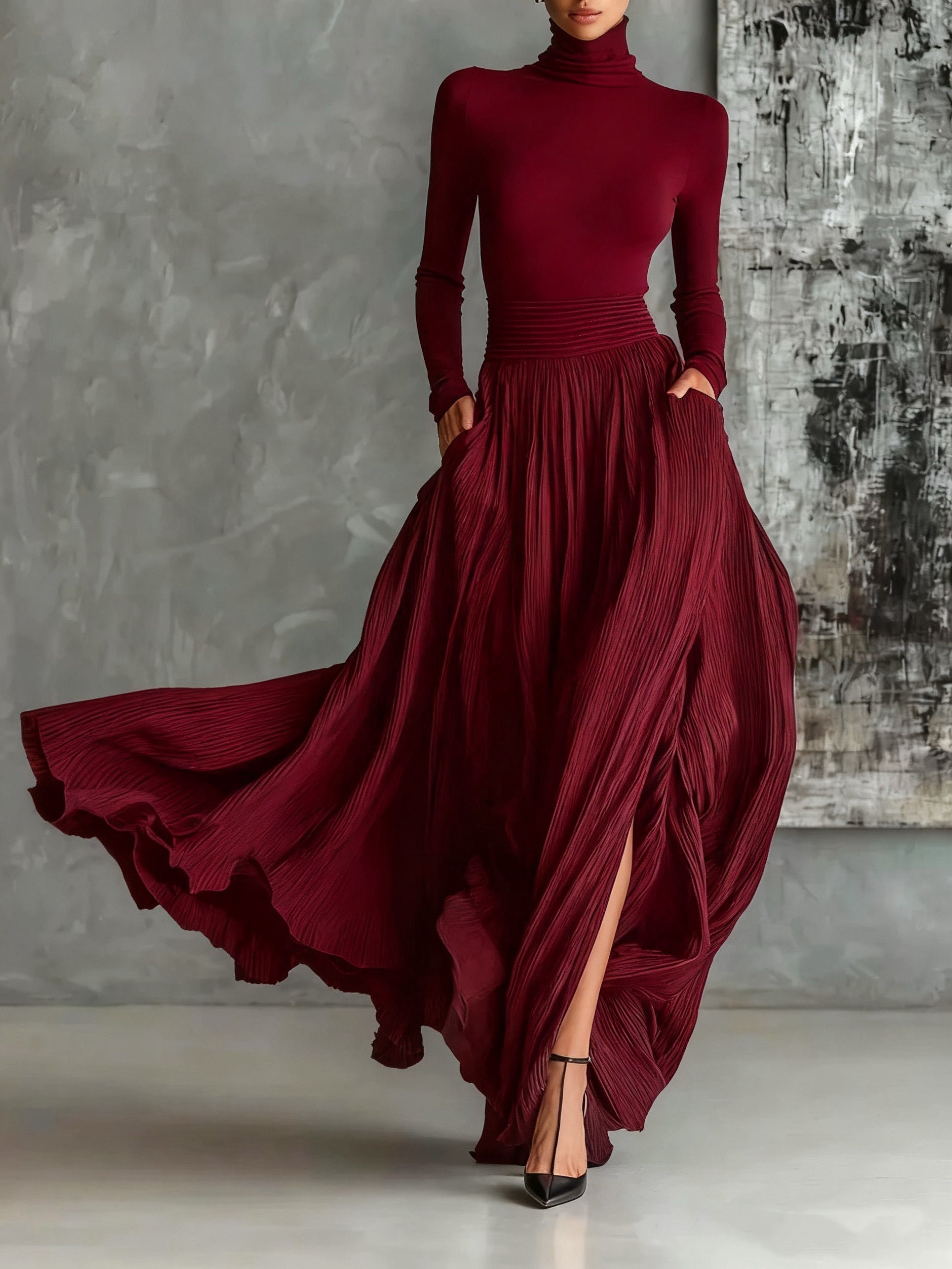 Eva™ - Elegant sæt med plisseret nederdel