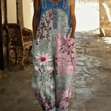 Maréa | Patchwork Denim Jumpsuit med Blomsterprint