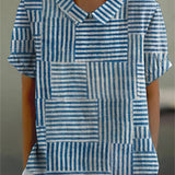 Amelia | Stribet Patchwork Skjorte