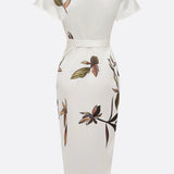 Elin™ - Elegant V-hals Kjole med Blomsterprint