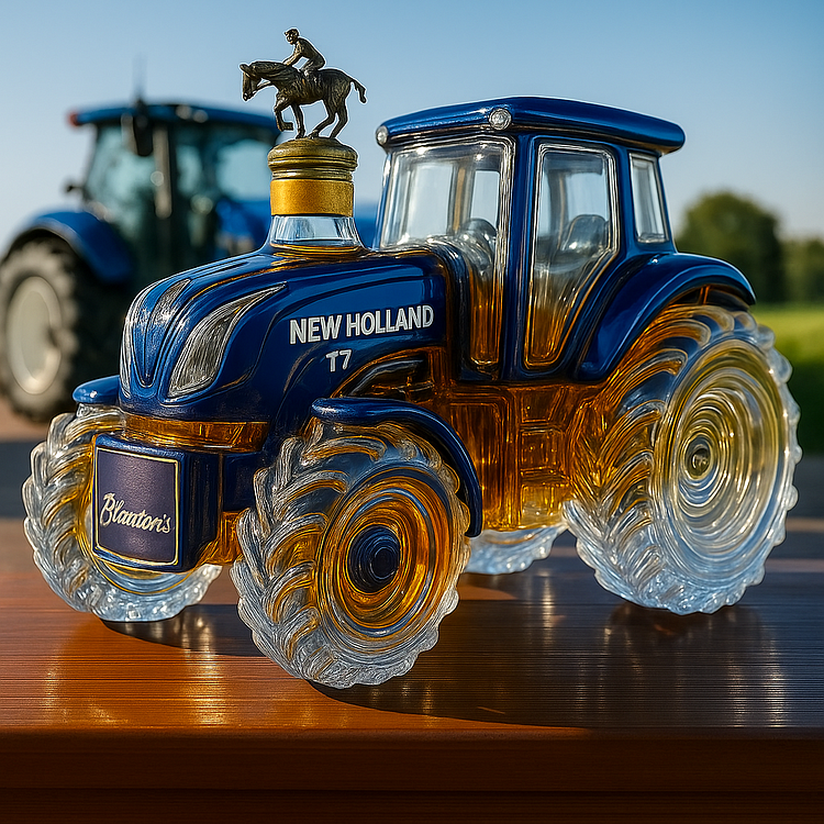 Whiskyflaske i klassisk traktorform New Holland T7