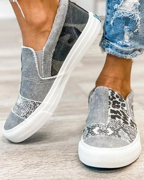Quinny  | Casual Leopard Print Canvas Sko
