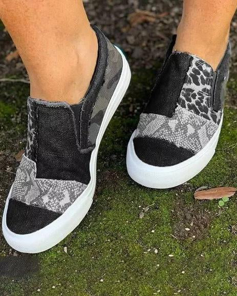 Quinny  | Casual Leopard Print Canvas Sko